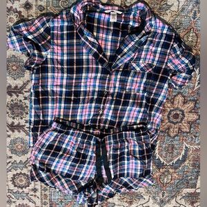 Victoria's Secret Pink, Black & Blue Plaid Pajama Set